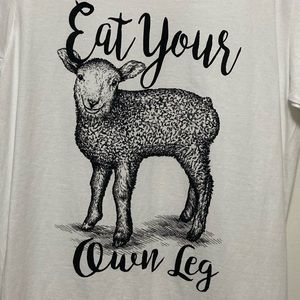 HARM LESS Lamb Tee “Eat Your Own Leg” Brand New! Size M
